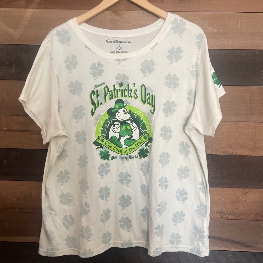 Walt Disney World St. Patrick's Day Mickey Mouse Clover Tee 2XL